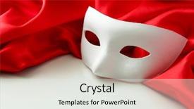  Presentation with theatre mask - Theme enhanced with performing arts theatre - white mask and red silk background and a white colored foreground