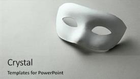  Presentation with theatre mask - Slide deck enhanced with performing arts theatre - white mask on grey background background and a light gray colored foreground