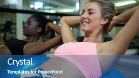  Presentation with nutrition and exercise - Slide set consisting of performing pilate on exercise ball background and a  colored foreground