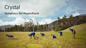  Presentation with exercise - Theme featuring performing pushup exercise in bootcamp background and a  colored foreground