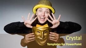  Presentation with mask - Audience pleasing slide deck consisting of performing theatre - woman with mask in funny backdrop and a  colored foreground