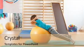  Presentation with kids gym - Slide set enhanced with performs exercises in the gym background and a coral colored foreground