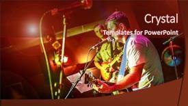  Presentation with rock band - Beautiful PPT theme featuring performs on stage rock music backdrop and a tawny brown colored foreground