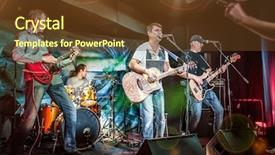  Presentation with music band - PPT layouts consisting of performs on stage rock music background and a tawny brown colored foreground