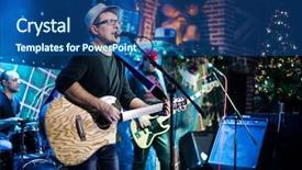  Presentation with rock band - Audience pleasing slide set consisting of performs on stage rock music backdrop and a ocean colored foreground