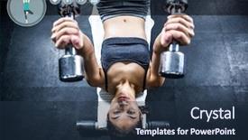  Presentation with abstract digital business interface - Beautiful presentation theme featuring perfromance - digital composition of fit woman backdrop and a tawny brown colored foreground