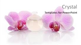  Presentation with perfume - Beautiful slide deck featuring perfume bottle and orchid flowers isolated on white backdrop and a white colored foreground