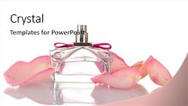  Presentation with pink perfume - Slide set enhanced with perfume bottle and pink petals isolated on white background and a white colored foreground
