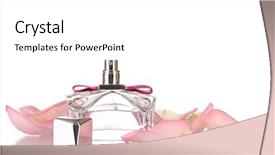  Presentation with pink perfume - PPT theme consisting of perfume bottle and pink petals background and a white colored foreground