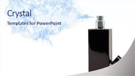  Presentation with perfume - PPT layouts having perfume bottle spraying colorful scent background and a sky blue colored foreground