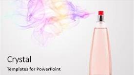  Presentation with perfume - Theme enhanced with perfume bottle spraying colorful scent background and a sky blue colored foreground