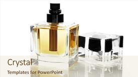  Presentation with perfume - PPT theme consisting of perfume bottle background and a soft green colored foreground