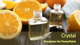  Presentation with citrus - Amazing slide deck having perfume bottles and citrus backdrop and a tawny brown colored foreground