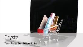  Presentation with perfume - PPT theme featuring perfume-bottles-in-shopping-cart background and a light gray colored foreground
