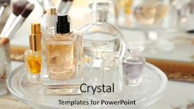  Presentation with perfume - PPT layouts having perfume bottles on white table background and a light gray colored foreground