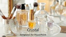  Presentation with perfume - Audience pleasing presentation theme consisting of perfume bottles on white table backdrop and a soft green colored foreground