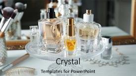  Presentation with milk bottle and milk glass - Slides featuring perfume bottles on white table background and a light gray colored foreground