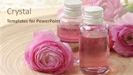  Presentation with rose flower - Theme featuring perfume bottles with flower rose background and a cream colored foreground