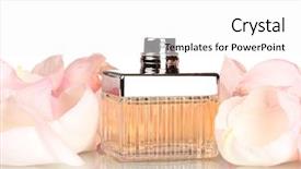  Presentation with perfume - Beautiful slides featuring perfume in a beautiful bottle and petals isolated on white backdrop and a white colored foreground