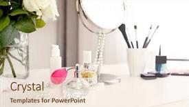  Presentation with perfume - Slide deck having perfume on light dressing table background and a lemonade colored foreground