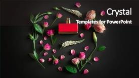  Presentation with perfume - Colorful slide set enhanced with perfume with flowers on dark backdrop and a dark gray colored foreground