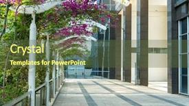  Presentation with chernobyl nuclear power plant view - PPT layouts enhanced with pergola and plant glass wall background and a tawny brown colored foreground