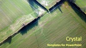  Presentation with english - Presentation theme having perimeter - english countryside farm landscape aerial background and a violet colored foreground