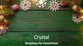  Presentation with new year - Slide deck consisting of perimeter - photo of new year's wooden background and a tawny brown colored foreground