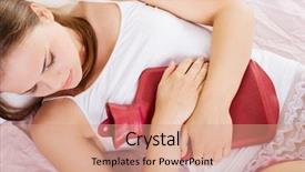  Presentation with water - Slide set consisting of menstrual - woman lying in bed background and a coral colored foreground