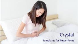  Presentation with stomach - Slides enhanced with woman stomach pain background and a sky blue colored foreground