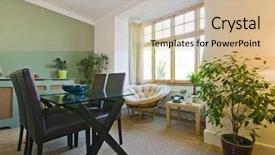  Presentation with dining - Slides with period house with modern furniture background and a soft green colored foreground