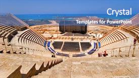  Presentation with amphitheater - Slide deck enhanced with period of the roman invasion background and a teal colored foreground