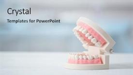  Presentation with jaw - Amazing PPT theme having periodontal - artificial jaw model on table backdrop and a lemonade colored foreground