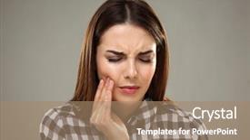  Presentation with grey - Cool new slide set with periodontal - beautiful young woman suffering backdrop and a coral colored foreground