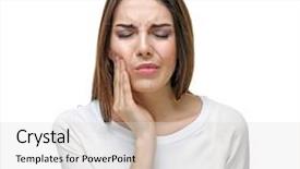  Presentation with periodontal - Slide set enhanced with periodontal - beautiful young woman suffering background and a light gray colored foreground