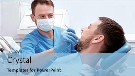  Presentation with periodontal - Presentation consisting of periodontal - dentist examining patient's teeth background and a light blue colored foreground