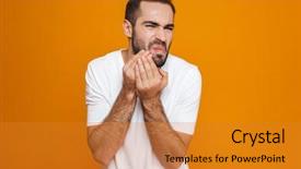  Presentation with yellow - Slide deck with periodontal - image of european man 30s background and a gold colored foreground