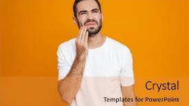  Presentation with yellow - Colorful PPT theme enhanced with periodontal - image of unshaved man 30s backdrop and a gold colored foreground