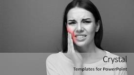  Presentation with periodontal - Cool new slides with periodontal - young woman suffering from toothache backdrop and a  colored foreground