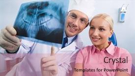  Presentation with digital lady leader - Slides having periodontal disease - image of young lady background and a coral colored foreground
