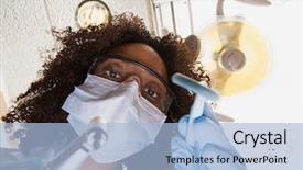  Presentation with dentist - Cool new slide set with periodontal disease - low angle view of dentist backdrop and a light blue colored foreground