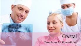  Presentation with dentist - Theme consisting of periodontal disease - portrait of woman with dentist background and a lemonade colored foreground