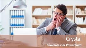  Presentation with periodontal - Theme featuring periodontal disease - sick businessman in the office background and a coral colored foreground