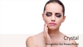  Presentation with white - Cool new presentation with periodontal disease - woman with toothache isolated backdrop and a  colored foreground