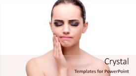  Presentation with woman - PPT layouts featuring periodontal disease - woman with toothache isolated background and a  colored foreground