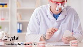  Presentation with implant - Beautiful presentation theme featuring periodontits - dentist working teeth implant backdrop and a  colored foreground