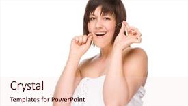  Presentation with dental floss - Presentation theme having periodontits - full isolated portrait background and a  colored foreground