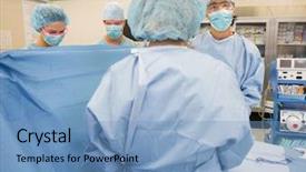  Presentation with operating room - Audience pleasing presentation design consisting of perioperative nursing - portrait of male doctor backdrop and a light blue colored foreground