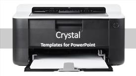  Presentation with laser - Cool new PPT theme with peripheral - compact laser home printer isolated backdrop and a dark gray colored foreground