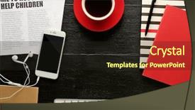  Presentation with workplace - Audience pleasing theme consisting of workplace with mobile phone peripheral backdrop and a  colored foreground